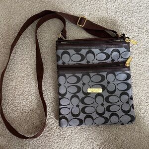 Coach Gray and Brown Signature Crossbody